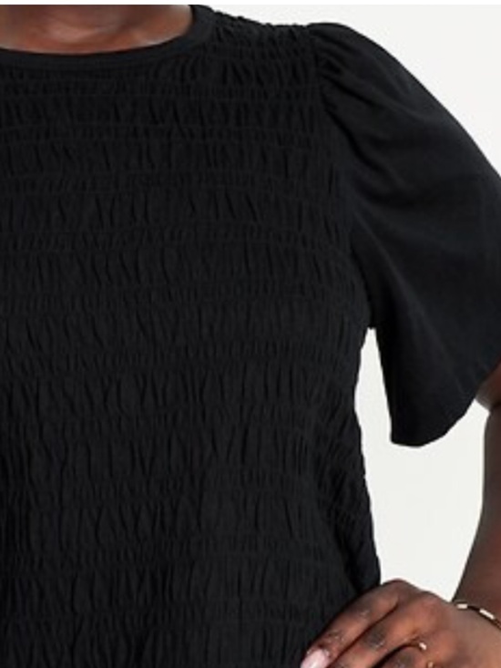 Old Navy Tops - Old Navy Short-Sleeve Smocked Top Flutter Sleeves black Jack Size Medium boho